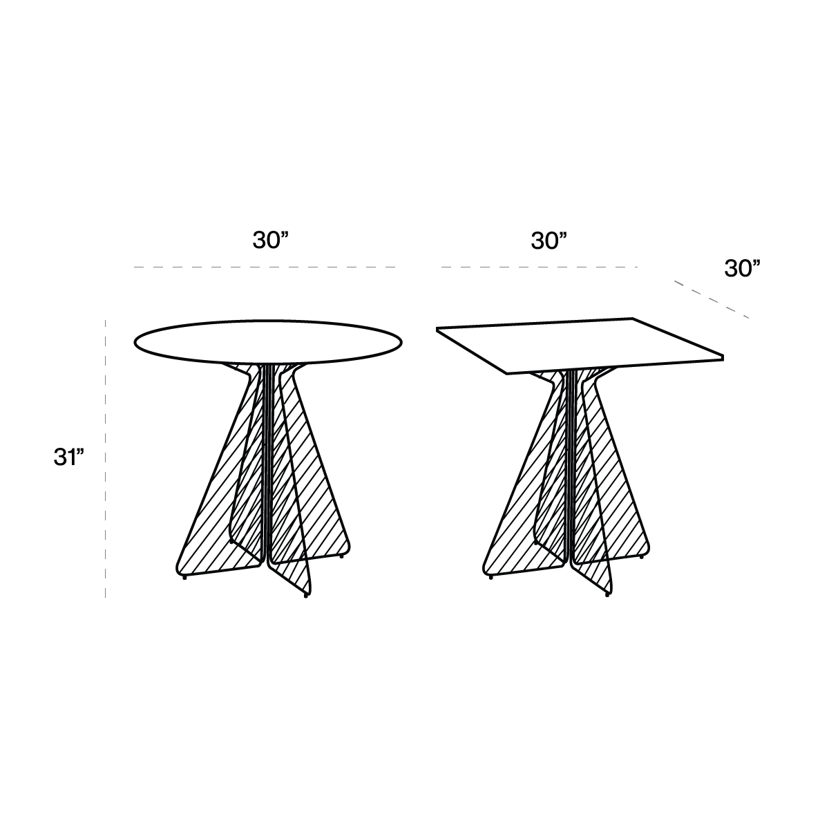Cafe Table dimensions line art