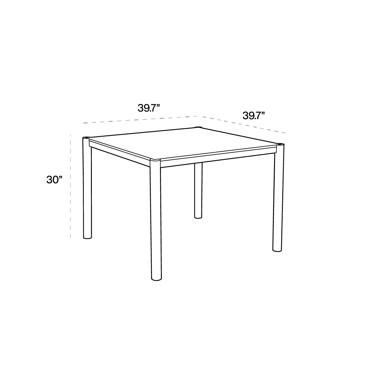 38" Get-Together Table dimensions line art