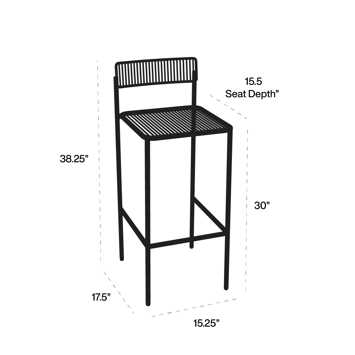 Rachel Barstool dimensions line art