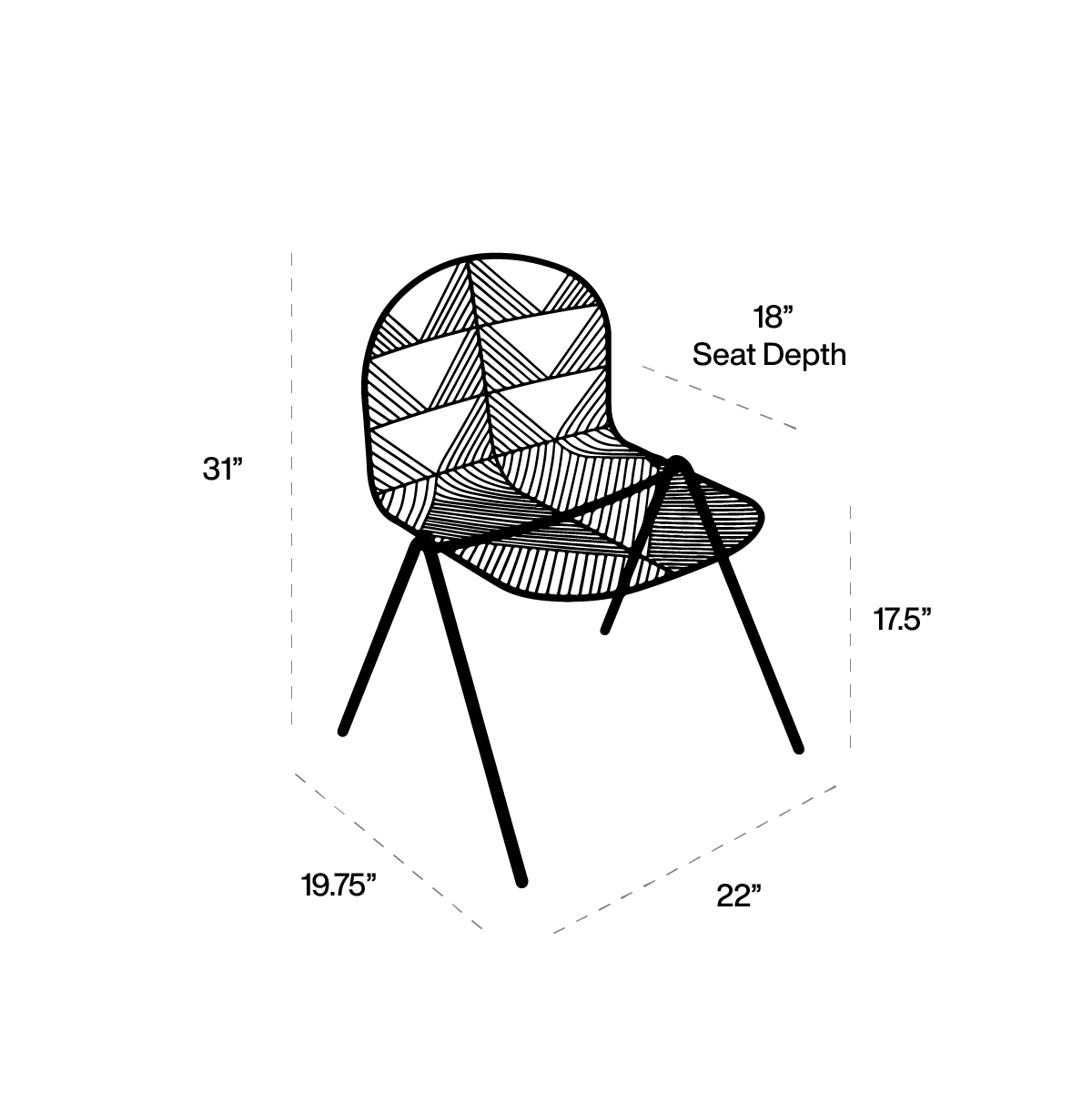 Betty Dining Chair dimensions line art