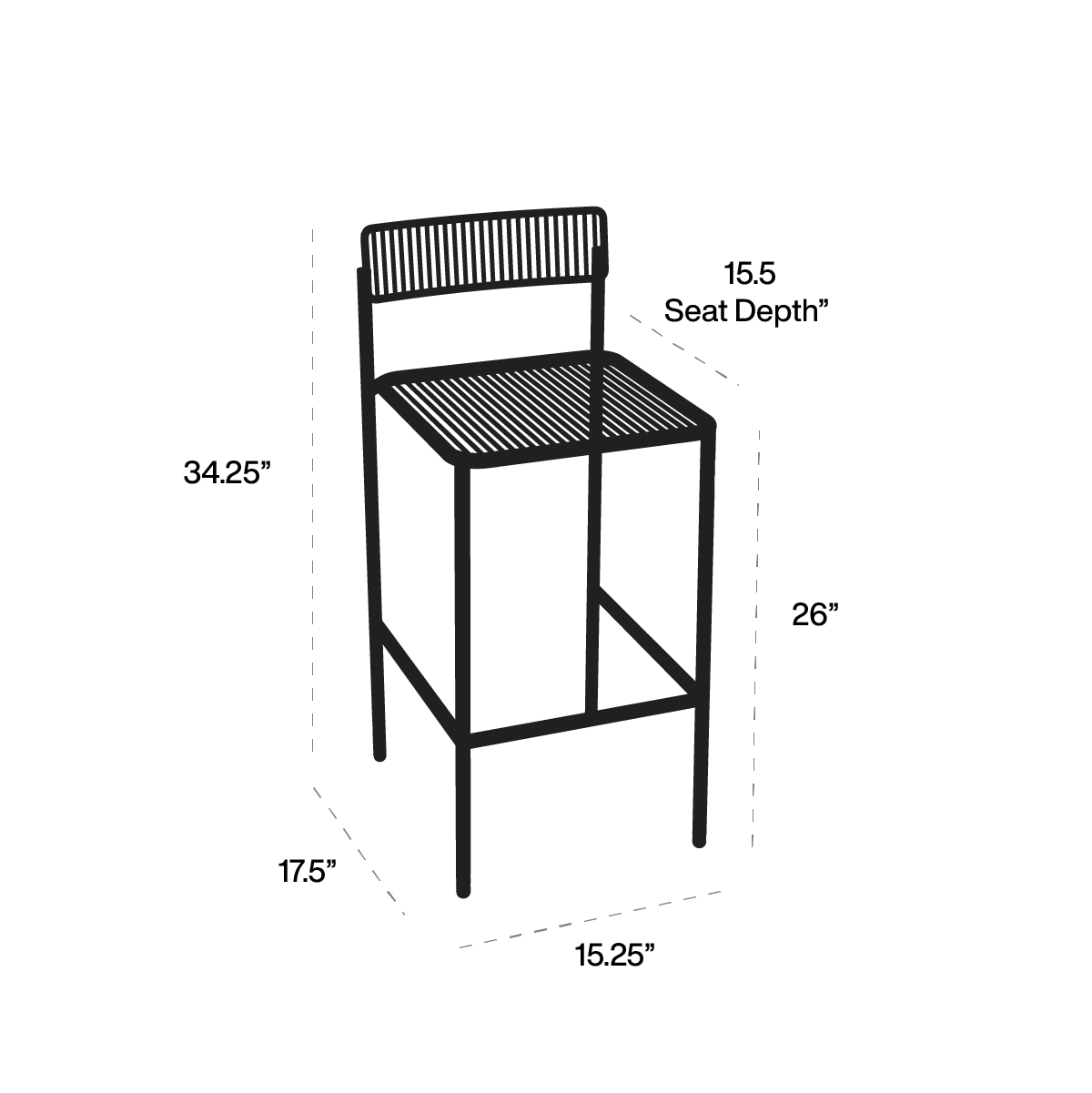 Rachel Counter Stool dimension line art