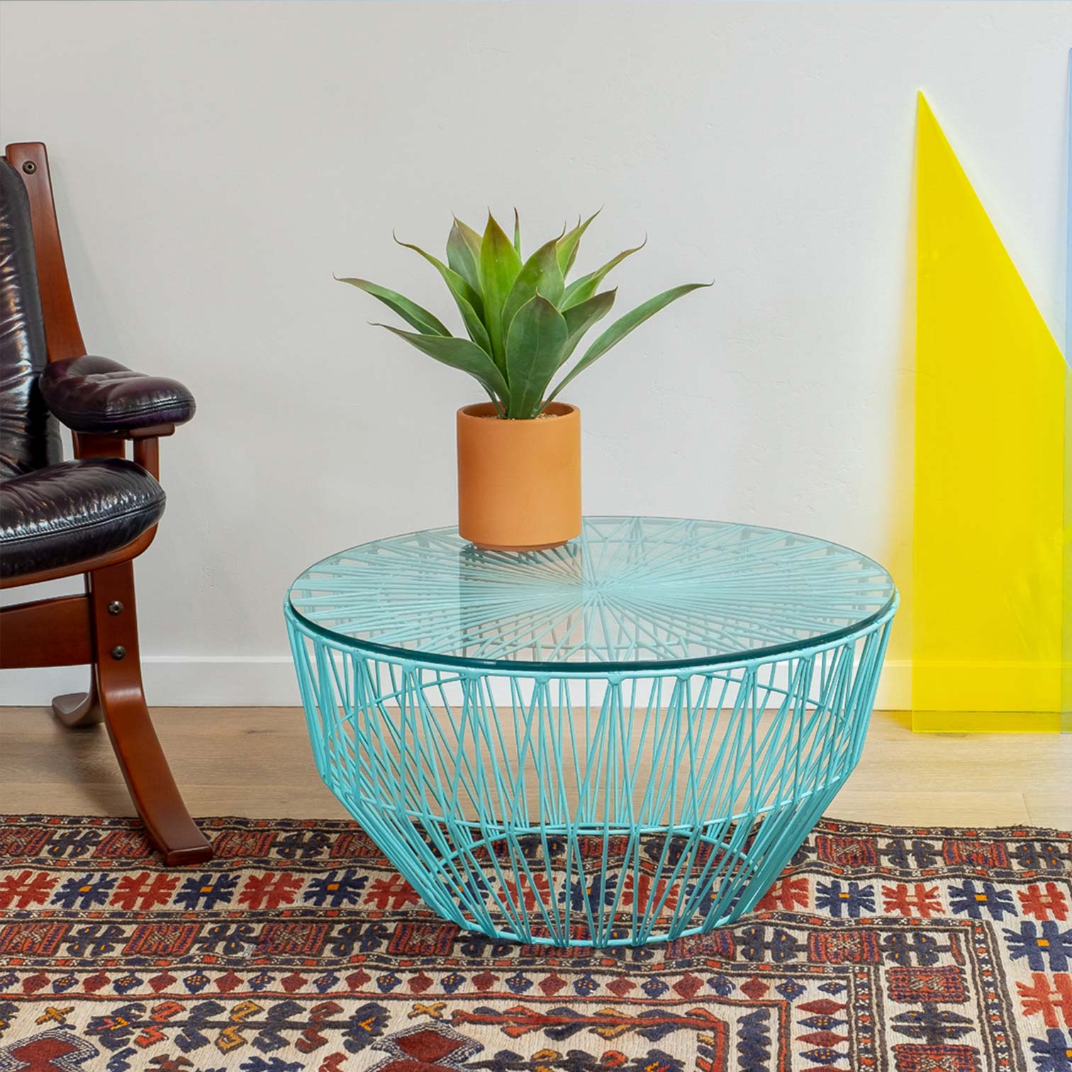 Drum Table shown in Aqua Color