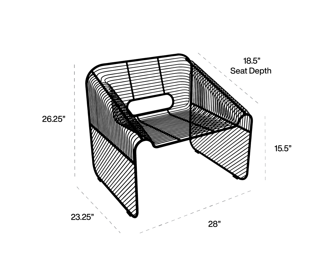 Hot Seat dimensions line art
