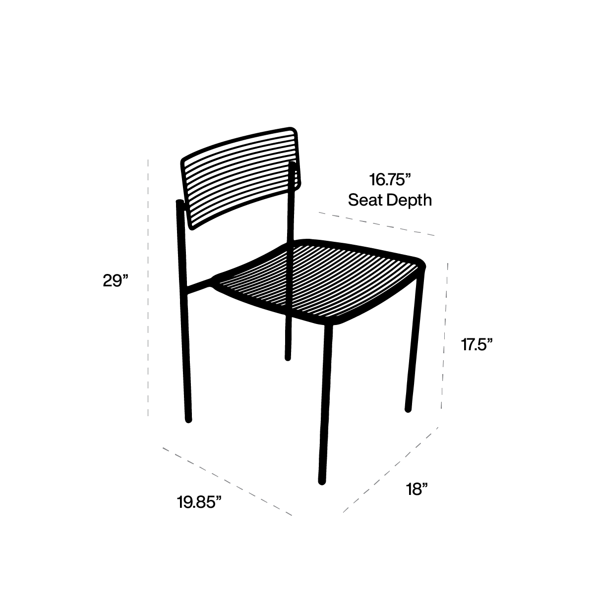 Rachel Chair dimensions line art
