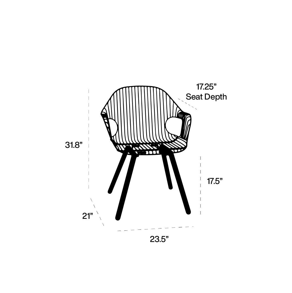 Rita Arm Chair dimensions line art