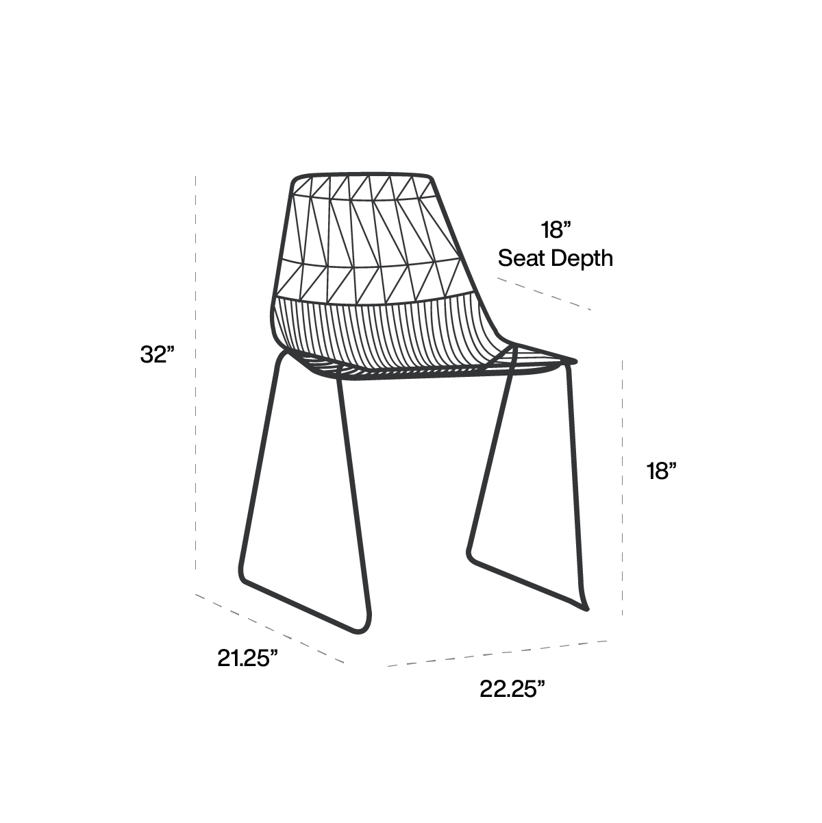 Stacking Lucy Chair dimensions line art