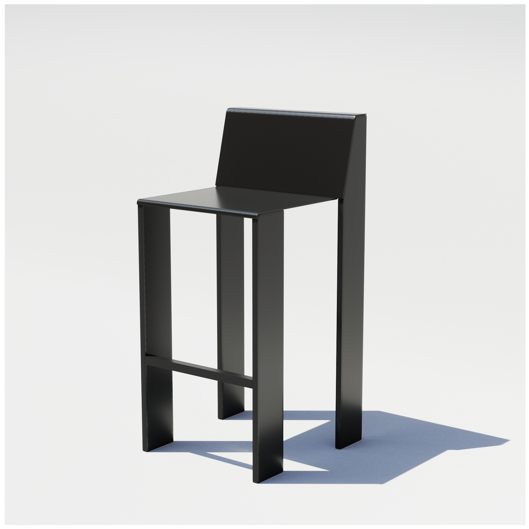 Bend Goods Thelma, Durable modern aluminum bar stool with solid or perforated back, minimalist design, sculptural frame, and versatile indoor-outdoor use for kitchens, patios, cafés, and commercial spaces