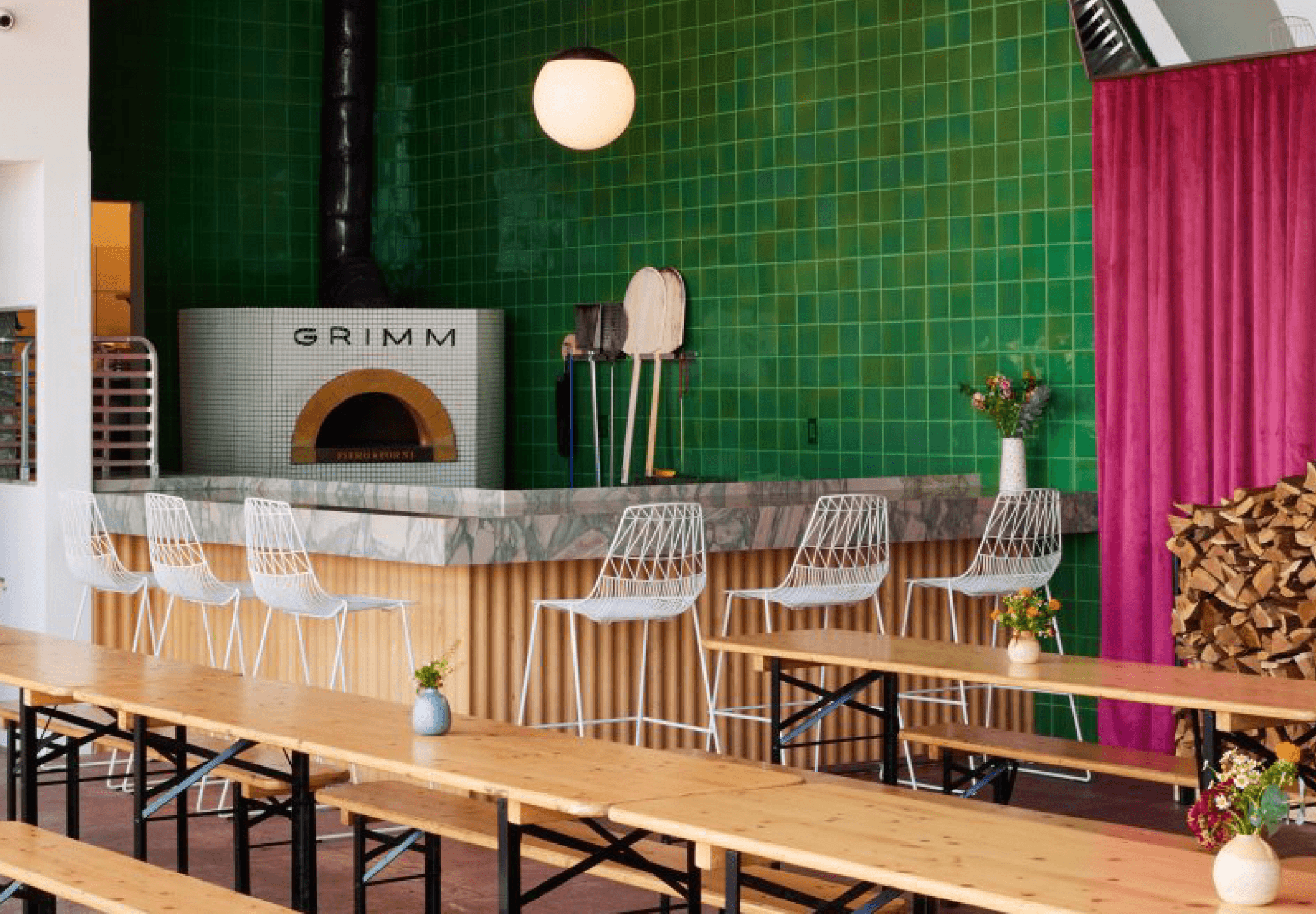 A Slice of Design Heaven: Bend Goods Stools featured in Brooklyn's Lala's Brooklyn Apizza