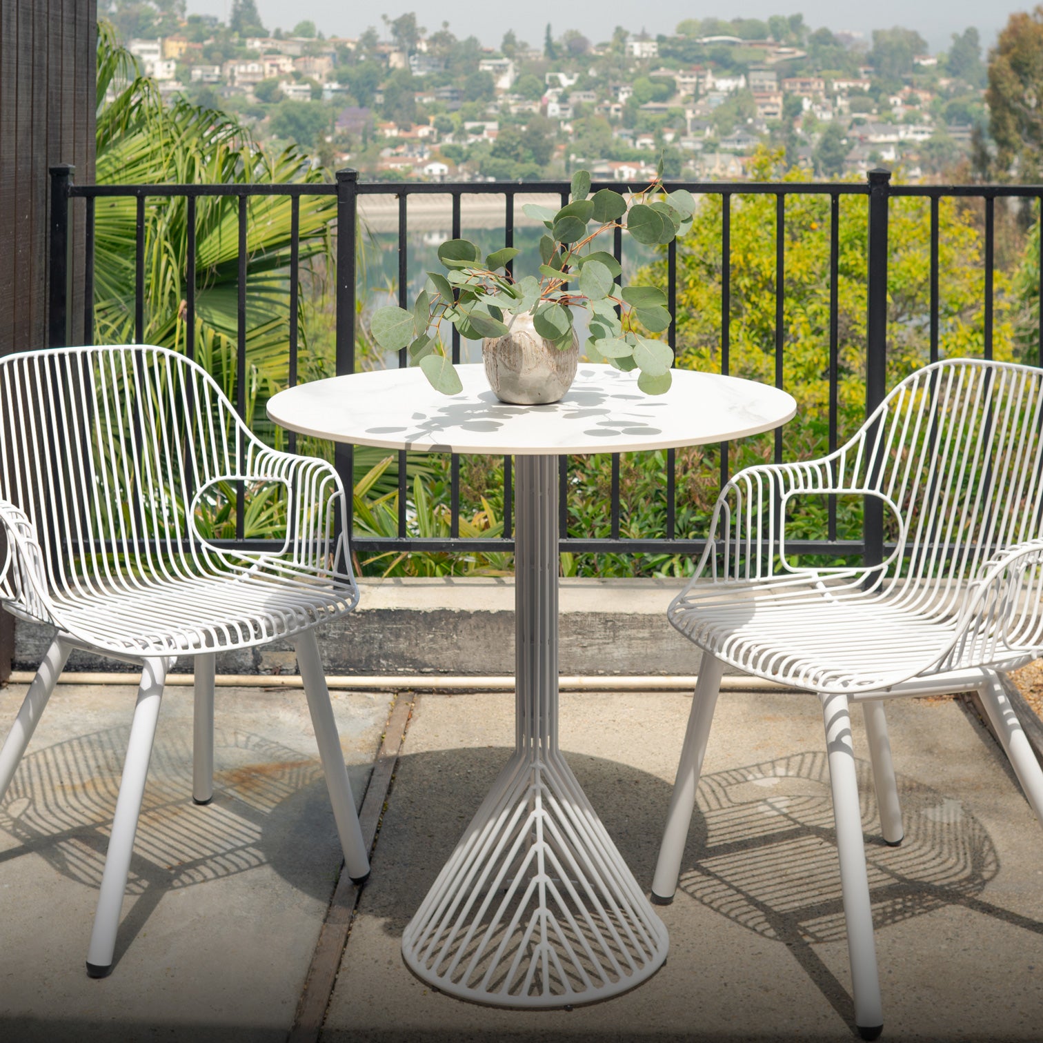 30" Bistro with Ceramic Stone shown in White with Rita Arm Chairs alongside 