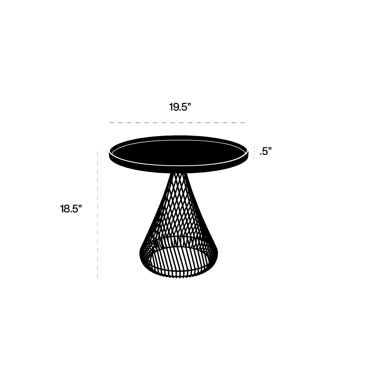 Cono Table dimensions line art