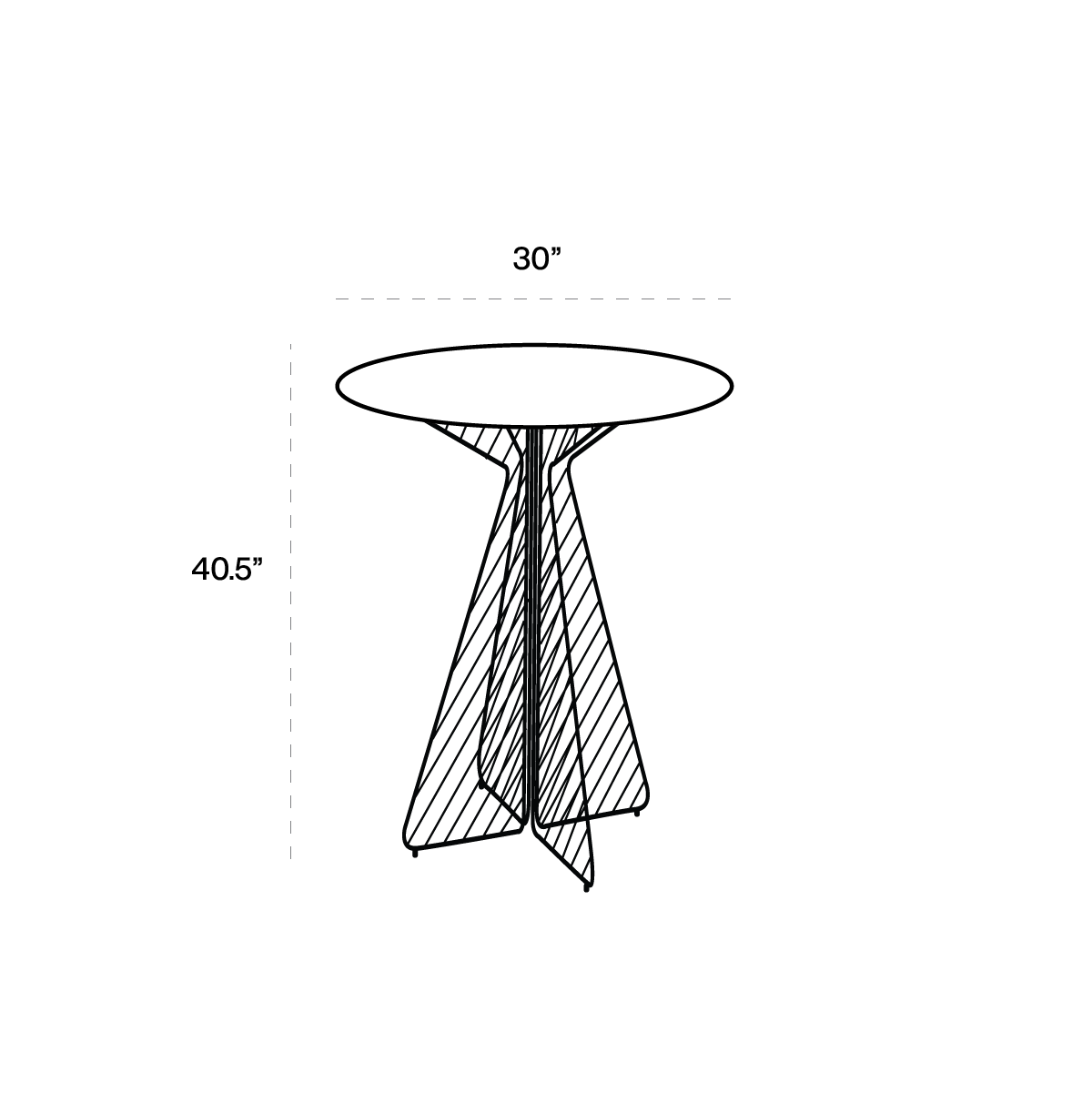 Cafe Bar Table dimensions line art