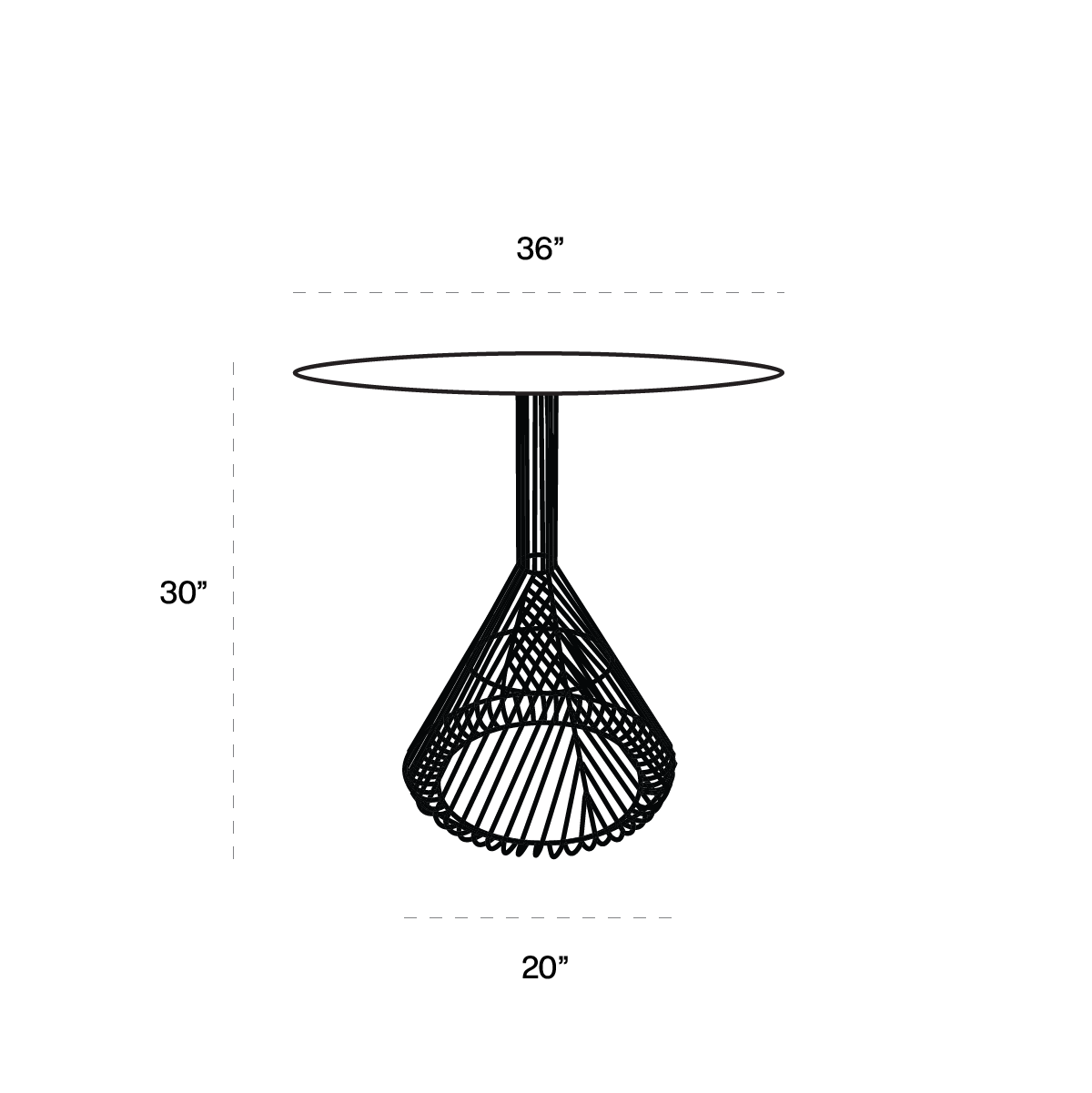 Bistro Table dimensions line art