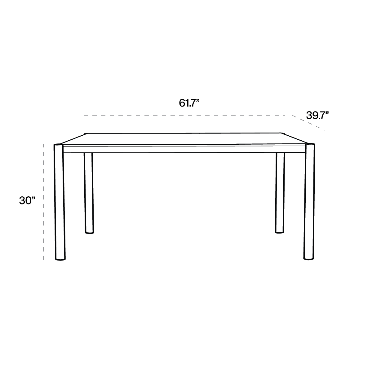 60" Get-Together Table dimensions line art