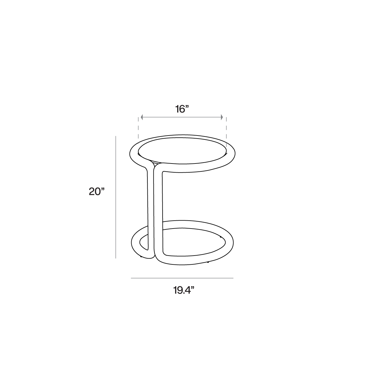 Tine Side Table dimensions line art
