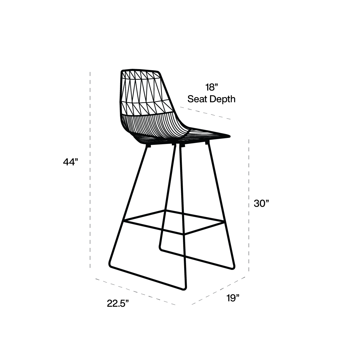Lucy Barstool dimensions line art