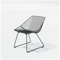 Black Bunny Lounge Chair with a curved wire seat and backrest on a splayed metal base, three-quarter view.