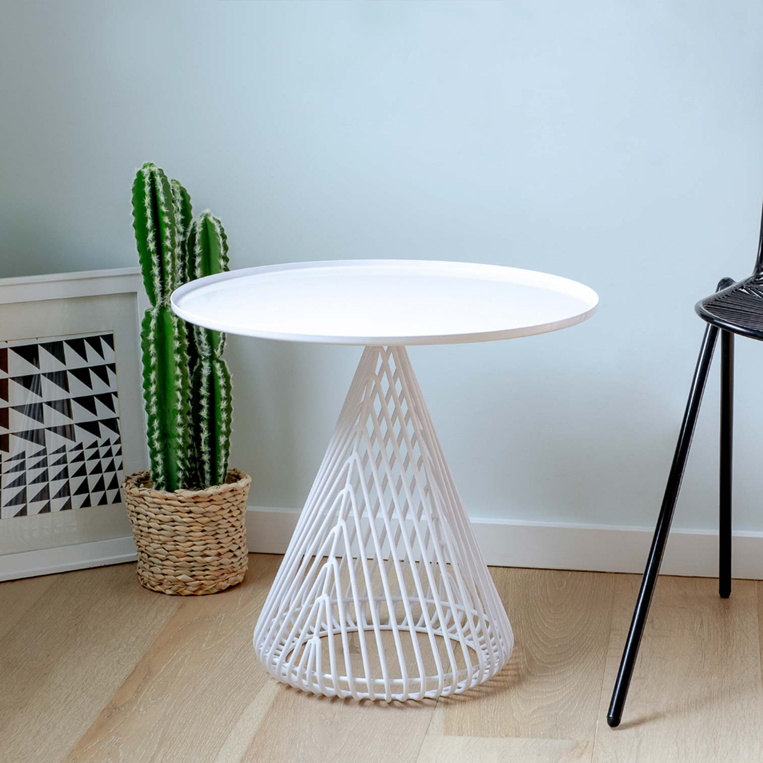 Cono Table shown in White. Pictured in interior space of Los Angeles home.