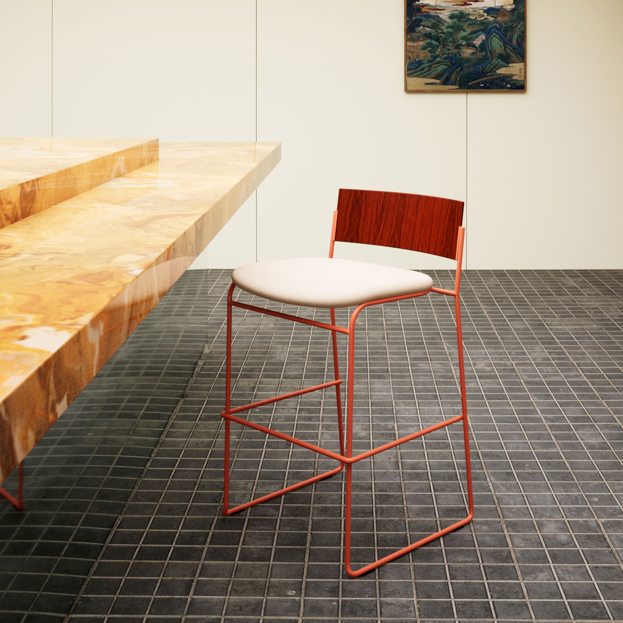 Hinoki Counter Stool | Japandi Ash Wood & Vegan Leather - Bend Goods