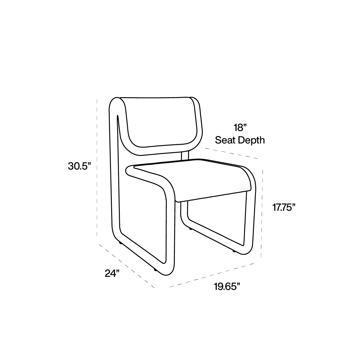 Tube Dining Dimensions line art